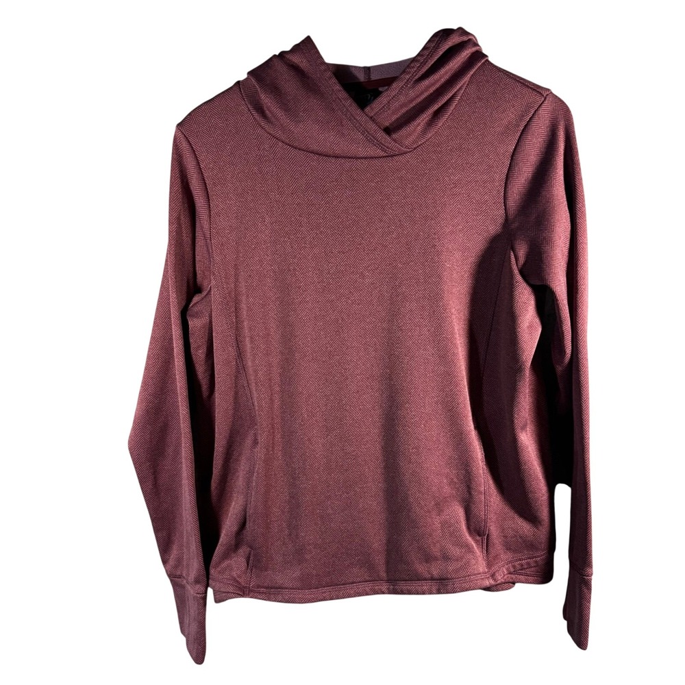 Champion‎ Women's Burgundy Herringbone Pattern Hoodie Athletic Pullover Size L